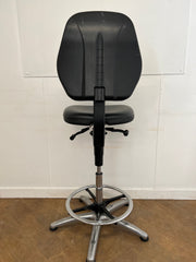 Used Black Vinyl Laboratory/Technician Draughtman Chair with Aluminium Base