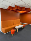 Used Buzzigrid Grey/Orange/White Suspended Acoustic Ceiling Baffles