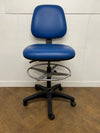 Blue Vinyl Draughtsman/Laboratory/Technician Chair
