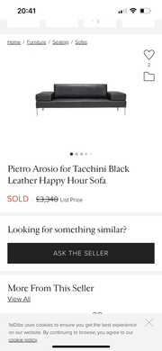 Used Tacchini "Happy Hour" 3 Seat Adjustable Back Sofa in Black Leather.