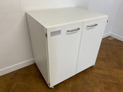 Used White Laminate 2 Door Laboratory Workshop Cupboard 840mmh x 800mmw x 615mmd