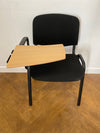 Used ISO Black Cloth Stacking Chair with Writing Tablet for Training/Classroom