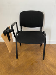 Used ISO Black Cloth Stacking Chair with Writing Tablet for Training/Classroom