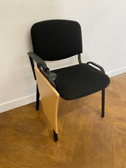 Used ISO Black Cloth Stacking Chair with Writing Tablet for Training/Classroom