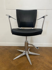 Used Gamma & Bross Italian Contemporary Beauty Salon Styling Chair ONEIDA in Black Vinyl