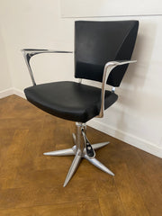 Used Gamma & Bross Italian Contemporary Beauty Salon Styling Chair ONEIDA in Black Vinyl