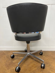 Used Brunner Tempus Dark Grey Leather Chromed Framed Meeting Chair on Wheels