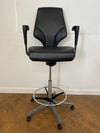 Used Giroflex G64  Draughtsman/Technician/Laboratory Chair in Black Leather with Arms