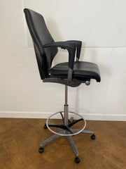 Used Giroflex G64  Draughtsman/Technician/Laboratory Chair in Black Leather with Arms