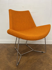 Vintage +Halle Lotus Easy Lounge Chair in Orange Cloth