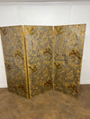 Set of 3 Antique Panel Folding Screen/Room Divider with Intricate Gold & Silver embossed design in a Japanese Style