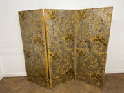 Set of 3 Antique Panel Folding Screen/Room Divider with Intricate Gold & Silver embossed design in a Japanese Style