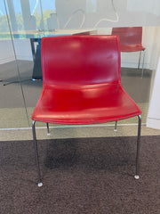 Used Arper Catifa 53 Red Leather with 4 Chrome Legs Meeting/Canteen Chair