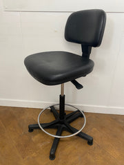 Used Dauphan Black Vinyl Laboratory/Technician's Draughtsman Chair