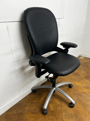 Steelcase Leap V1 Re-upholstered in Black Faux Leather