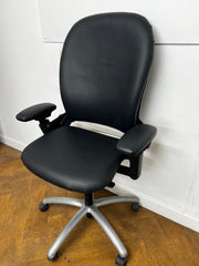 Steelcase Leap V1 Re-upholstered in Black Faux Leather