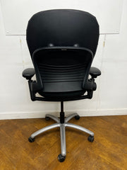 Steelcase Leap V1 Re-upholstered in Black Faux Leather