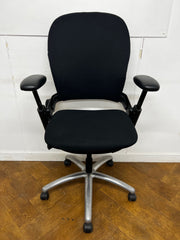 Steelcase Leap V1 Re-upholstered in Black Cloth