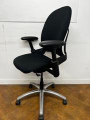 Steelcase Leap V1 Re-upholstered in Black Cloth