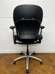Steelcase Leap V1 Re-upholstered in Black Cloth
