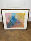 A Large Abstract Expressionism Painting on Canvas Glaze Framed in wooden frame.