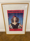 Original Vintage Glazed Framed Air France Travel Poster  "France is in the Air"