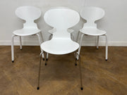 A Set of 4 Replica Arne Jacobsen by Fritz Hansen "Ant Chairs 3101" in White.