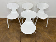 A Set of 4 Replica Arne Jacobsen by Fritz Hansen "Ant Chairs 3101" in White.
