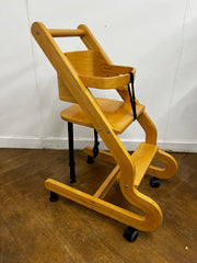 Vintage Wooden Children's High Chair in Beech