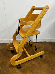 Vintage Wooden Children's High Chair in Beech