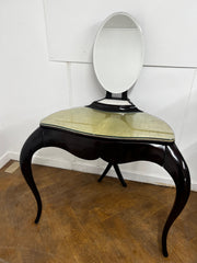 Christopher Guy "Vanity Fair I" Dressing Table in Hand Carved Mahogany and Matching "Vanity Fair" Red Leather Mahogany Chair