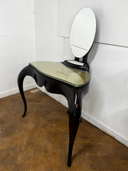 Christopher Guy "Vanity Fair I" Dressing Table in Hand Carved Mahogany and Matching "Vanity Fair" Red Leather Mahogany Chair