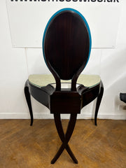 Christopher Guy "Vanity Fair I" Dressing Table in Hand Carved Mahogany and Matching "Vanity Fair" Red Leather Mahogany Chair
