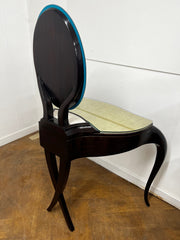 Christopher Guy "Vanity Fair I" Dressing Table in Hand Carved Mahogany and Matching "Vanity Fair" Red Leather Mahogany Chair