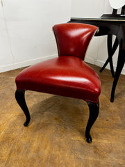 Christopher Guy "Vanity Fair I" Dressing Table in Hand Carved Mahogany and Matching "Vanity Fair" Red Leather Mahogany Chair