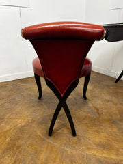 Christopher Guy "Vanity Fair I" Dressing Table in Hand Carved Mahogany and Matching "Vanity Fair" Red Leather Mahogany Chair