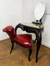 Christopher Guy "Vanity Fair I" Dressing Table in Hand Carved Mahogany and Matching "Vanity Fair" Red Leather Mahogany Chair