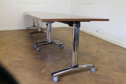 Used Walnut 1200mm x 800mm Folding Table on Chrome Frame x 3