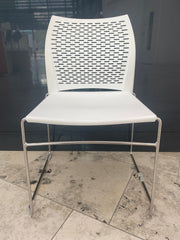 Used Connection Seating Xpresso Perforated Stacking Chrome Framed  Work-Cafe Chair in White