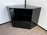 Bespoke Black Lacquered Corner TV Unit Designed by R.B and Manufactured by Reflex (Italy)