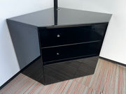 Bespoke Black Lacquered Corner TV Unit Designed by R.B and Manufactured by Reflex (Italy)