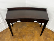 A Italian Curved 2 Drawer Dressing/Side Console Table Stained Dark Mahogany with Glass Top