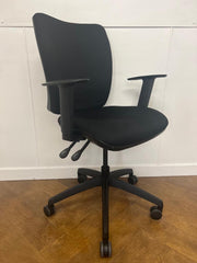 Mobili Black Cloth Square Back Swivel Chair.