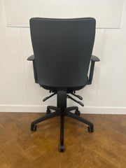 Mobili Black Cloth Square Back Swivel Chair.