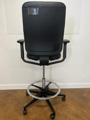 Used Steelcase Reply Draughtsman/Technician/Laboratory Chair in Black Vinyl with Arms on Wheels