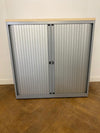 Used  Bisley Silver Steel Tambour Cupboard 1010mm x 1010mm x 457mm