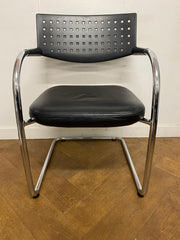 Used Vitra Vis-a-Vis Black Leather Meeting Chairs
