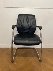 Used Giroflex G64 Black Leather Meeting Chairs Set of 6