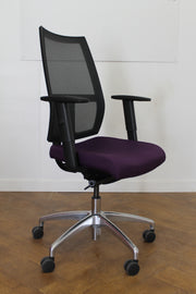 Used Purple Cloth Mesh Back operator Chair