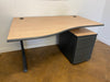 Used Beech 1400mm wave desks with Pedestal